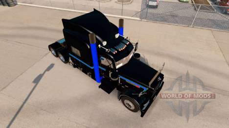 La peau Noir Vert Bleu au camion Peterbilt 389 pour American Truck Simulator
