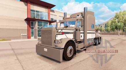 La peau Gris-Blanc-Noir sur le camion Peterbilt 389 pour American Truck Simulator
