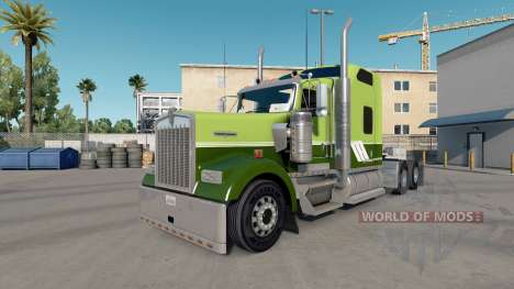 Peau vert sur Vert sur le tracteur Kenworth W900 pour American Truck Simulator