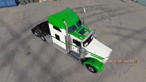 La peau Blanche Et Verte sur le camion Kenworth  pour American Truck Simulator