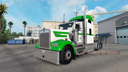 La peau Blanche Et Verte sur le camion Kenworth W900 pour American Truck Simulator