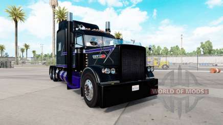 La peau Noir Et Violet Peterbilt 389 tracteur pour American Truck Simulator