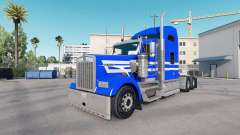 Peau Bleu Blanc Bandes sur le camion Kenworth W900 pour American Truck Simulator